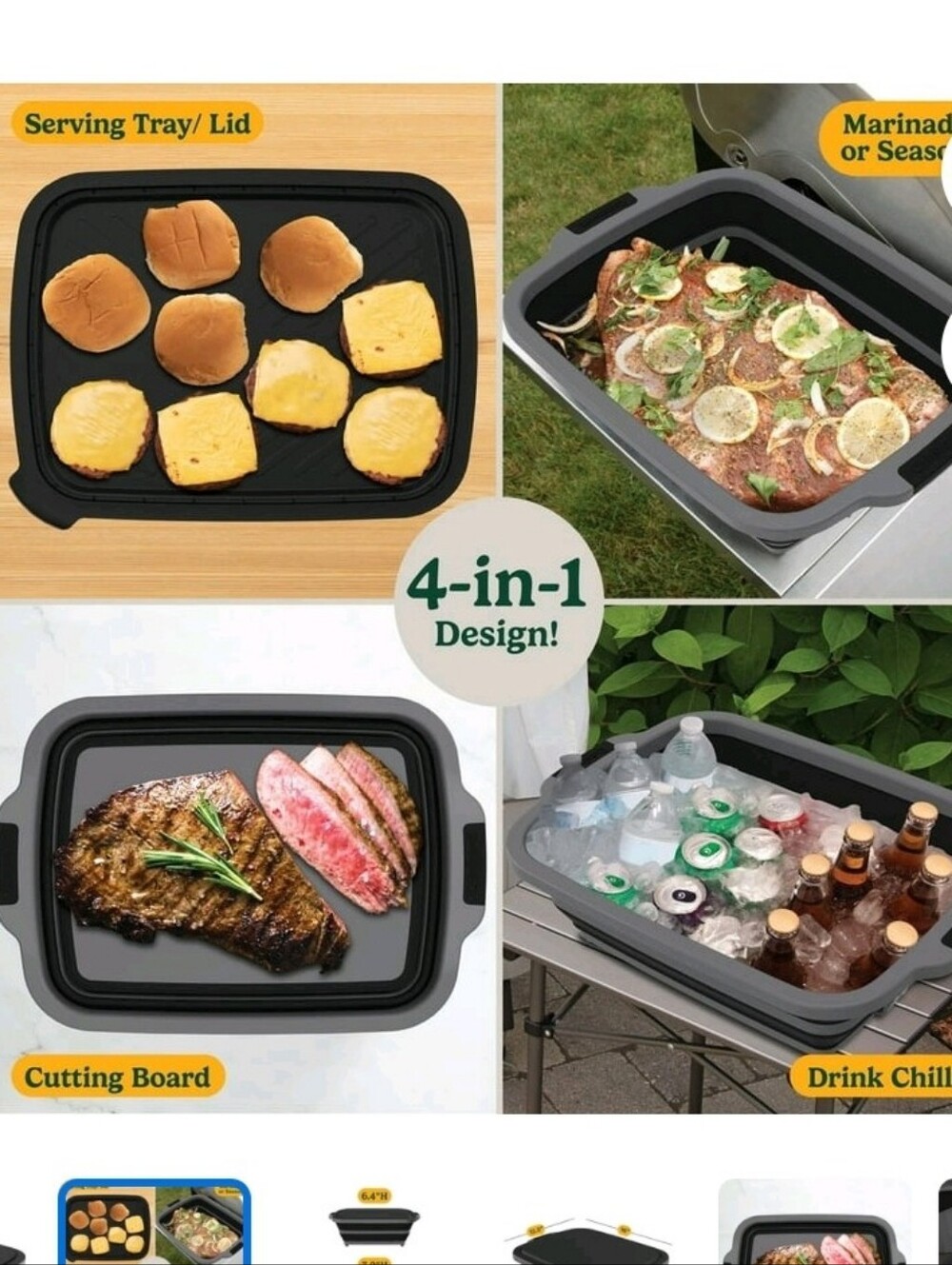 (Ew)Cuisinart 4-in-1 Xl 4.6 Gallon Expandable Prep and Serve Tub